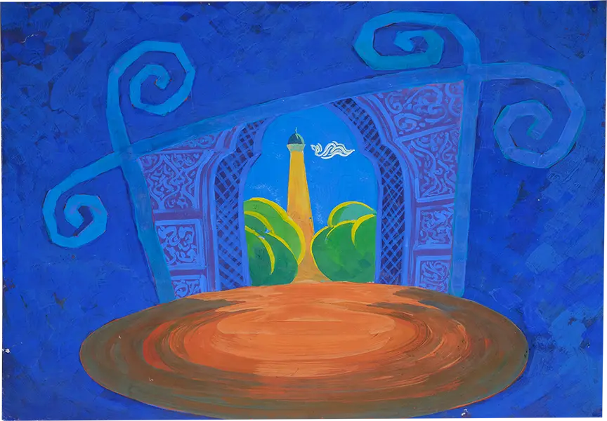 Саипов Кыдырбай. &ldquo;Омирбек лаккы. Эскиз декорации&rdquo;. 1971
